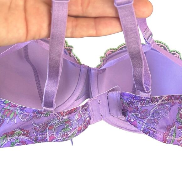 Savage xFenty bohemian Paisley, embroidered cage bra size 38B lavender purple - Picture 5 of 8
